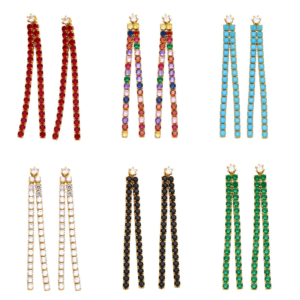 Clearance European and American jewelry long simple full diamond tassel earrings trendy niche design earrings earrings era321
