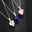 Hot selling European and American colored gemstone heart-shaped zircon necklace fashion love pendant O-shaped chain necklace