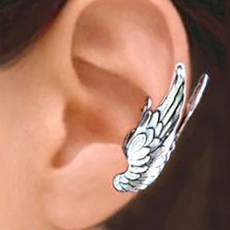 Trendy angel wing ear clips, wing ear hooks, classic style non-pierced earrings for Valentine's Day as a gift for your girlfriend