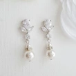  Water drop geometric design earrings for women, imitation pearls and zircon, elegant and elegant jewelry, fairy fashion, internet celebrity style