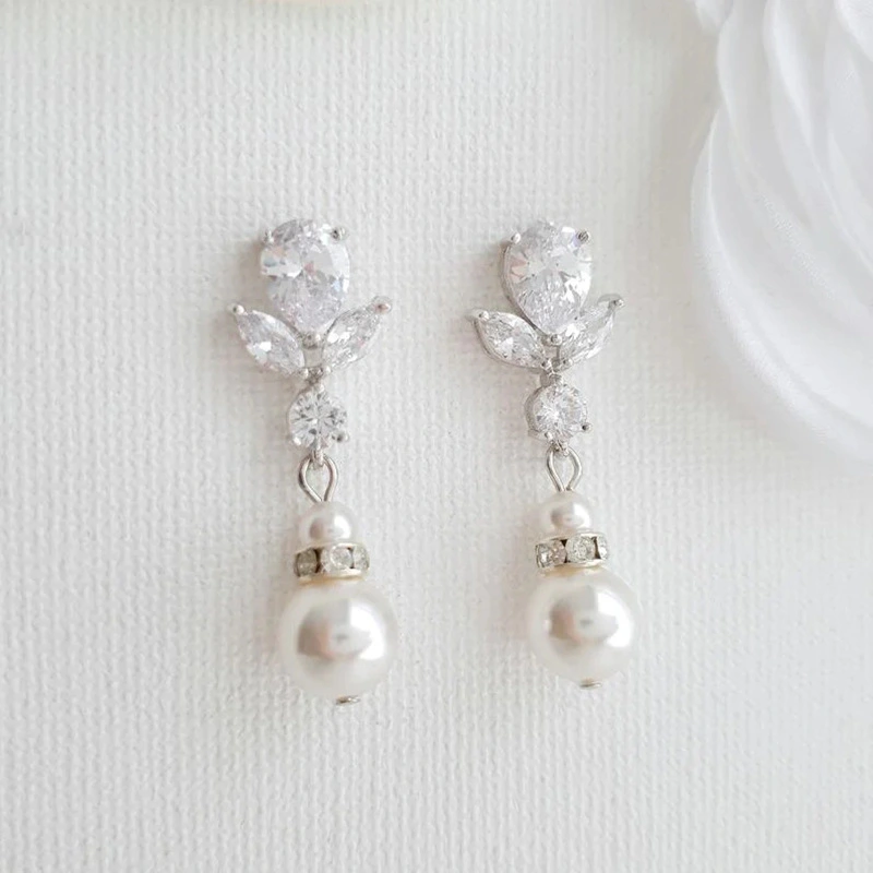  Water drop geometric design earrings for women, imitation pearls and zircon, elegant and elegant jewelry, fairy fashion, internet celebrity style