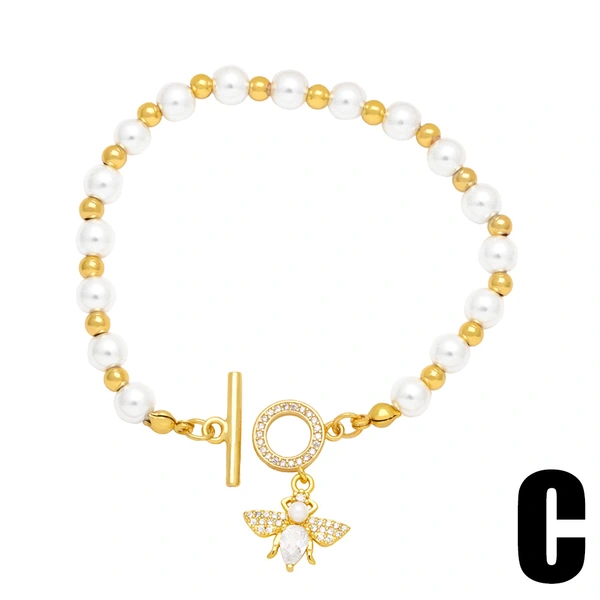 Clearance European and American trendy OT buckle geometric simple pearl bracelet female net celebrity temperament all-match hand jewelry wholesale brj81