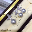 Glossy butterfly imitation pearl jewelry set exquisite zircon earrings for women sweet style box chain pendant