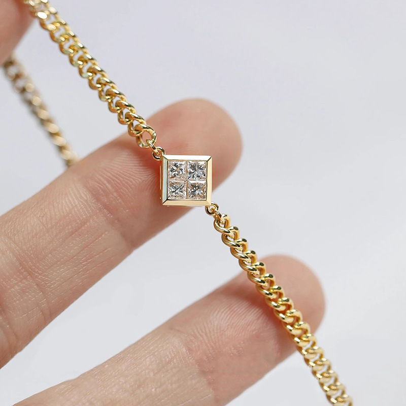 Bridal jewelry geometric simple bracelet women's exquisite daily matching all-match style square zircon jewelry