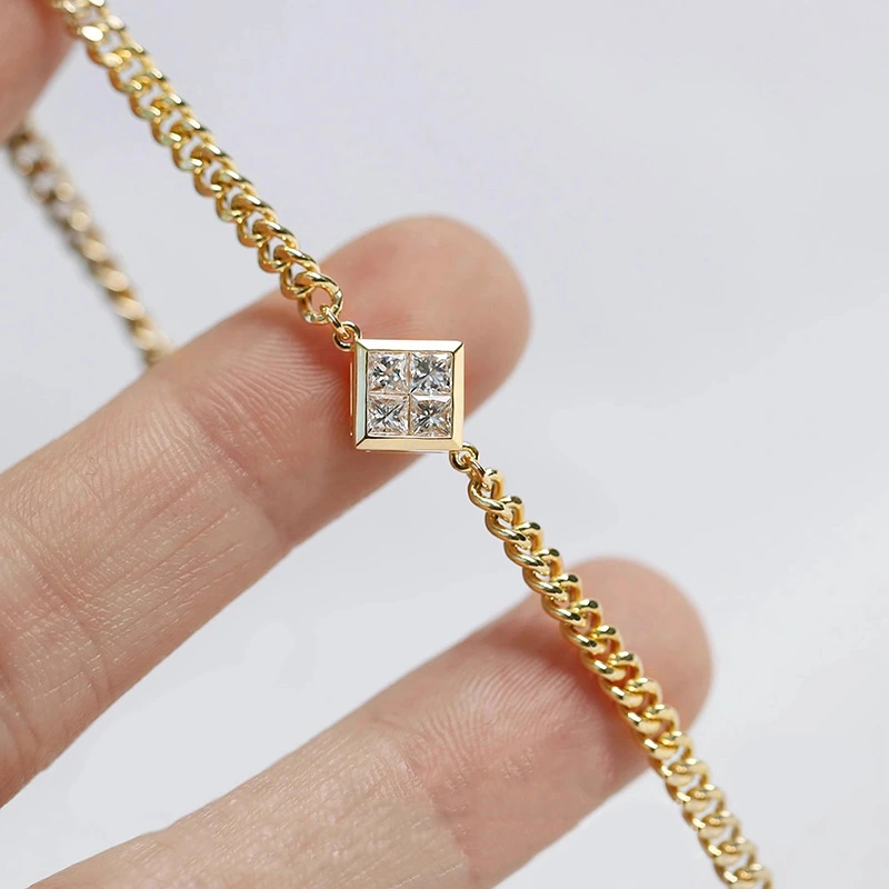 Bridal jewelry geometric simple bracelet women's exquisite daily matching all-match style square zircon jewelry