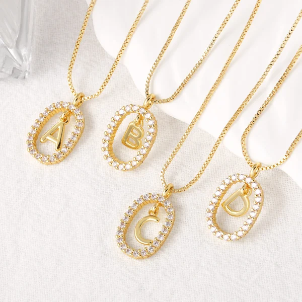 AS jewelry new style inlaid zircon 26 English letters necklace female gold-plated clavicle chain nka019