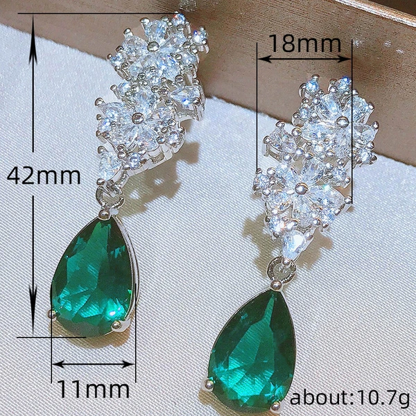 European and American live broadcast long fashionable water drop pear-shaped earrings flower lady temperament earrings factory direct sales