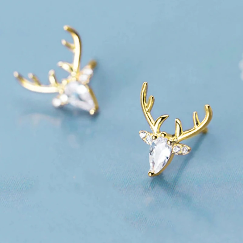  Cute inlaid geometric zircon deer earrings for women Christmas fashion earrings exquisite matching earrings