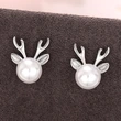  Cute Imitation Pearl Lady Antler Earrings Women Fashionable and Popular Earrings Christmas Matching Jewelry Gift