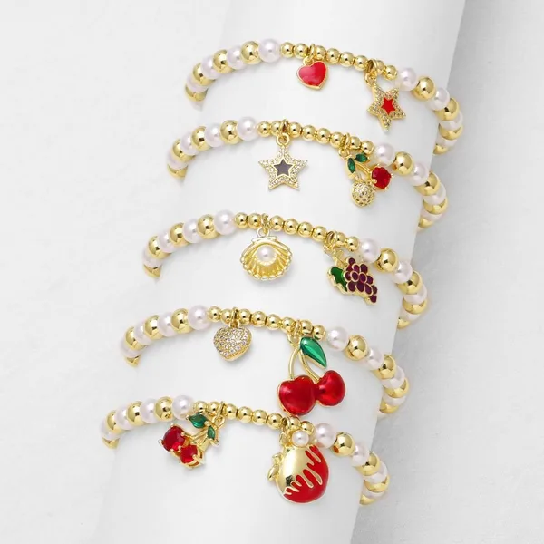 AS jewelry European and American new fruit cherry grape pendant bracelet pearl gold-plated bracelet hand jewelry brm75