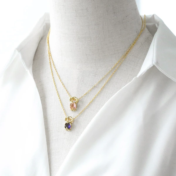 AS jewelry girl pendant necklace copper plated real gold heart-shaped zircon clavicle chain nka031