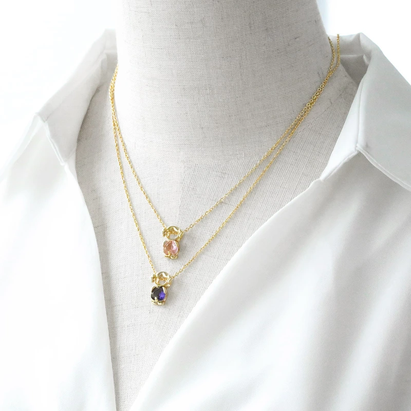 AS jewelry girl pendant necklace copper plated real gold heart-shaped zircon clavicle chain nka031