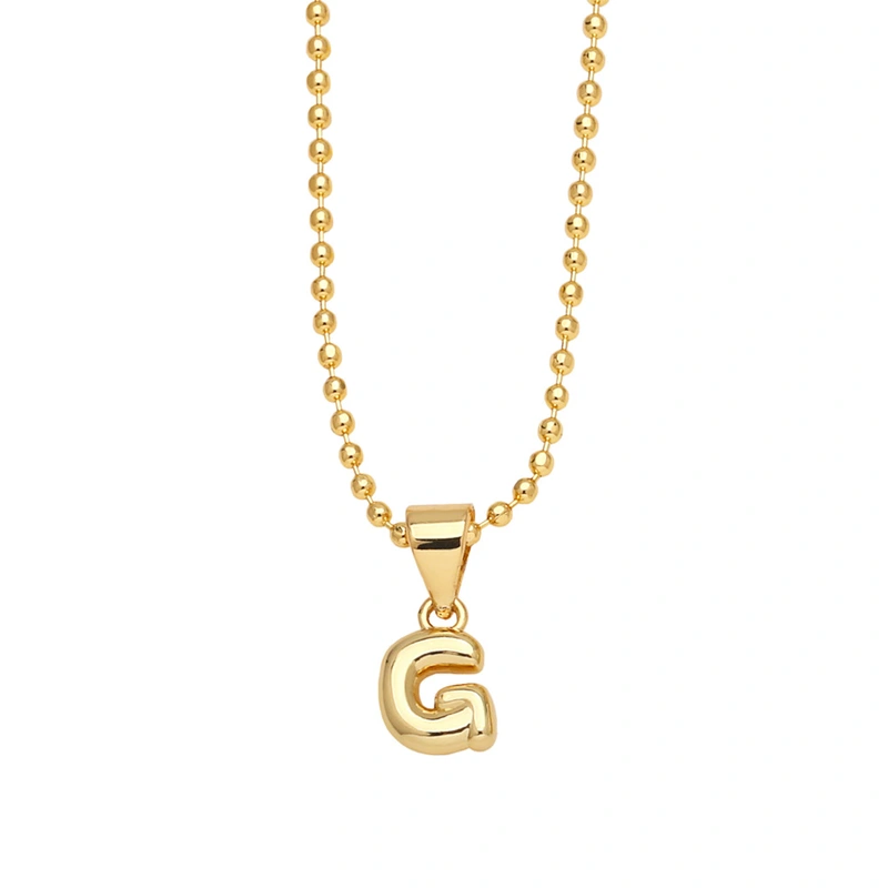 Hot sale 26 letters necklace female copper plated real gold polished letter pendant clavicle chain nkq67