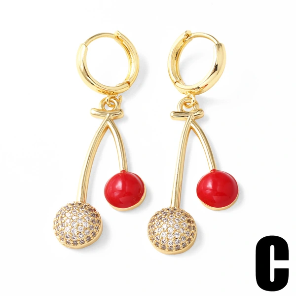 AS jewelry European and American hot selling niche design zircon oil drop fruit cherry earrings earrings earrings erq84