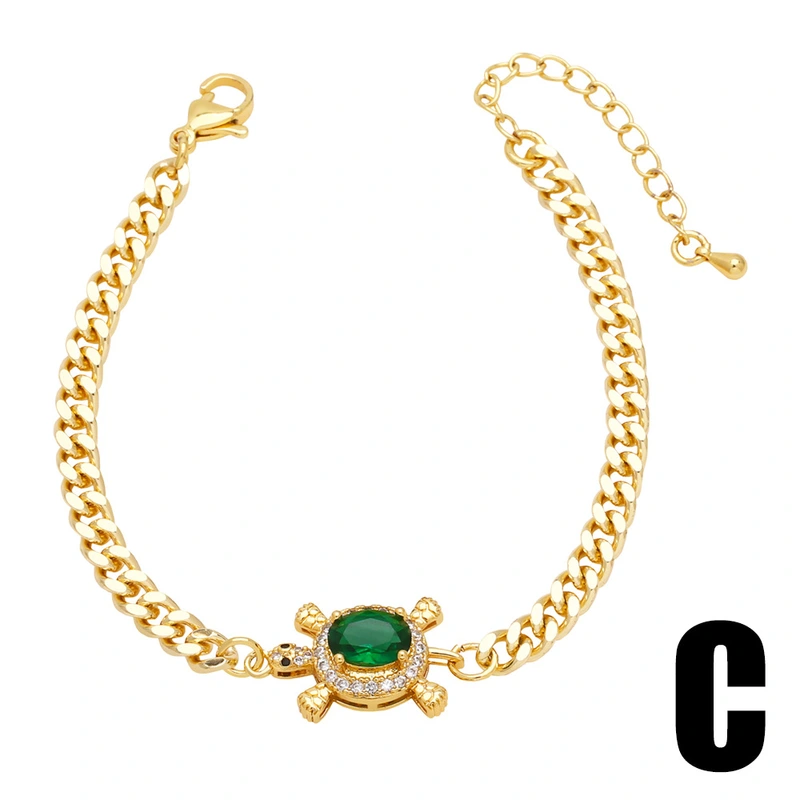 Hot selling zircon elephant bracelet niche design versatile gold-plated turtle hand jewelry brm28