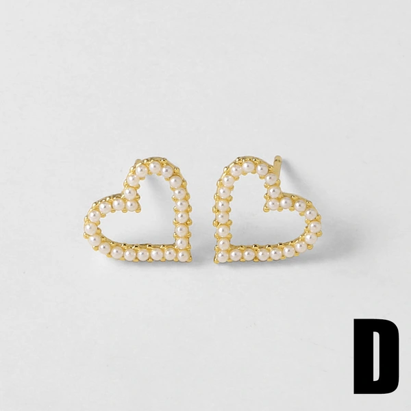 AS jewelry new pearl starfish love earrings copper plated 18k gold micro inlaid zircon earrings earrings ery63