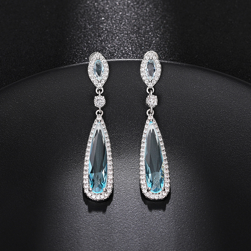 European and American fashion luxury earrings temperament water drop trend net red earrings long Korean slim earrings for women