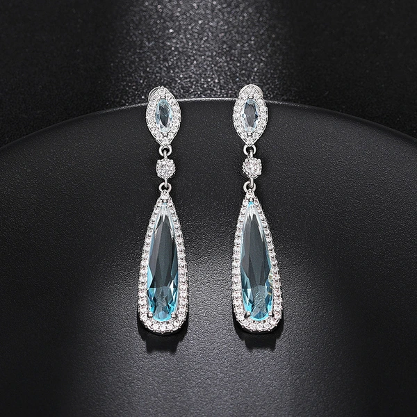 European and American fashion luxury earrings temperament water drop trend net red earrings long Korean slim earrings for women