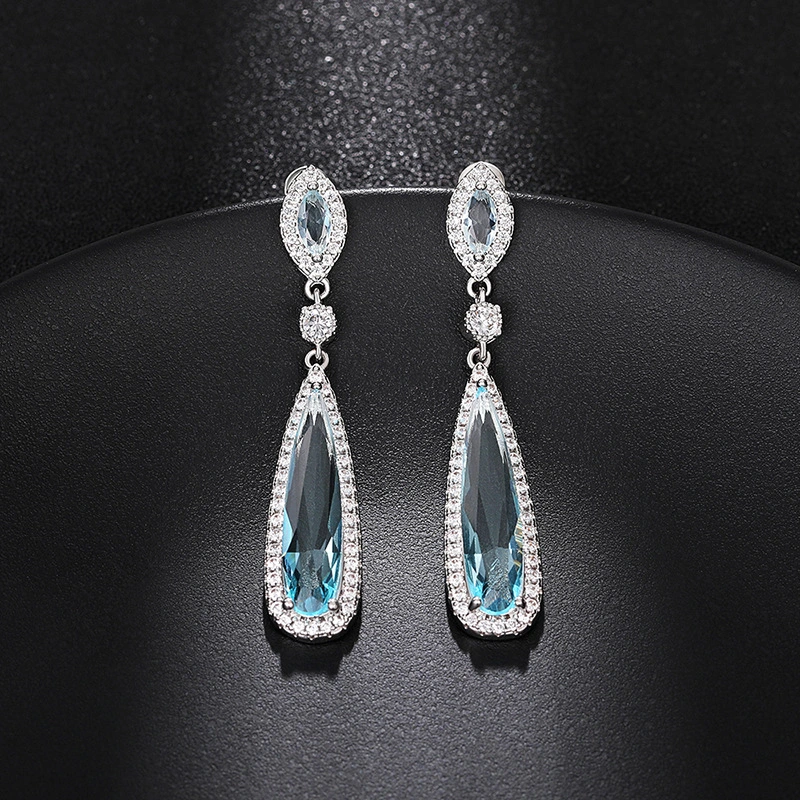 European and American fashion luxury earrings temperament water drop trend net red earrings long Korean slim earrings for women