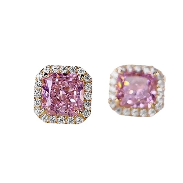 Pink square ring necklace classic high-end luxury ring necklace set evening party high-end accessories