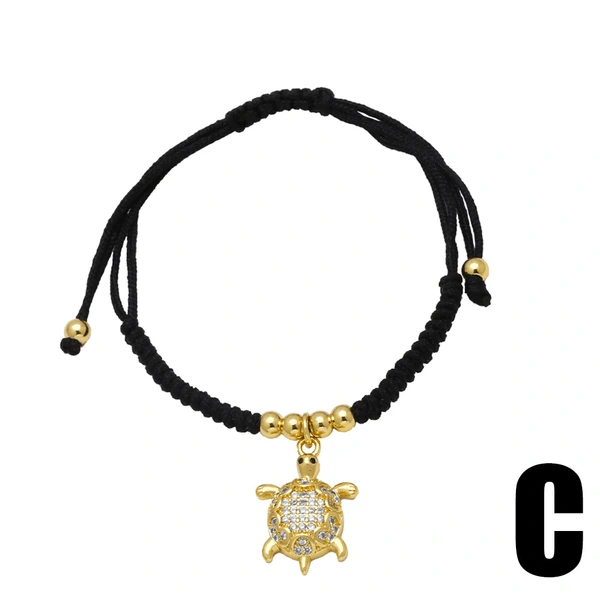 AS jewelry European and American hot selling animal turtle pendant bracelet female gold-plated zircon inlaid black rope bracelet brg56