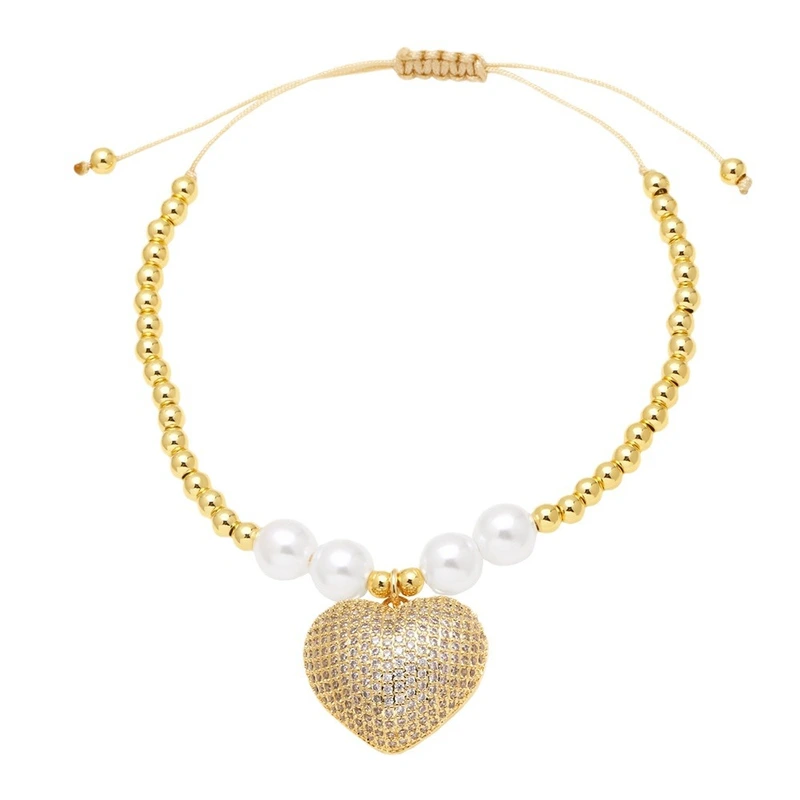AS jewelry hot selling pearl love pendant bracelet female gold-plated full zircon bracelet brg35