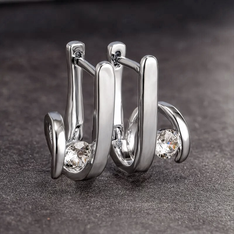 Korean geometric metal earrings curved winding cold style earrings simple neutral style female earrings