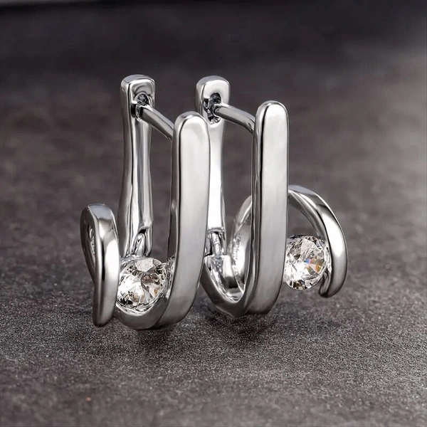 Korean geometric metal earrings curved winding cold style earrings simple neutral style female earrings