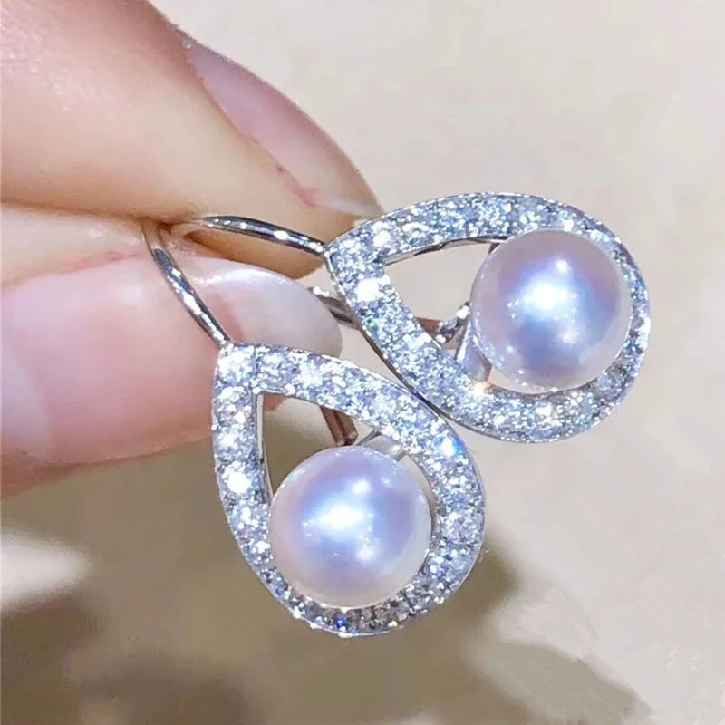  Seiko water drop shiny earrings versatile imitation pearl Korean ear hooks fashionable Korean style popular earrings