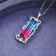2022 Fashionable New Gradient Color Imitation Gemstone Pendant Necklace Inlaid with Zircon Necklace Party Jewelry