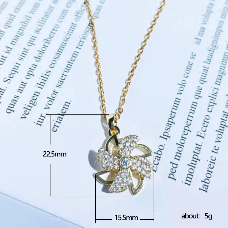 Live streaming accessories hot style rotatable windmill necklace female niche clavicle chain pendant