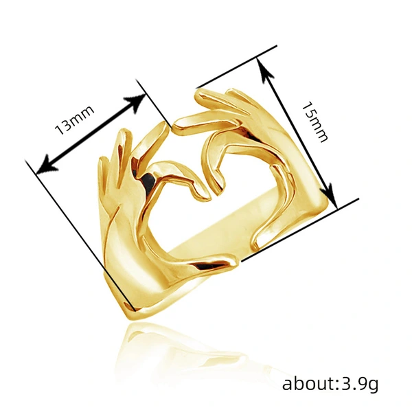  European and American open adjustable heart ring couple gift boys gift ring popular simple ring
