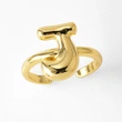 AS jewelry smooth 26 English letters ring female copper plated real gold open ring rih04