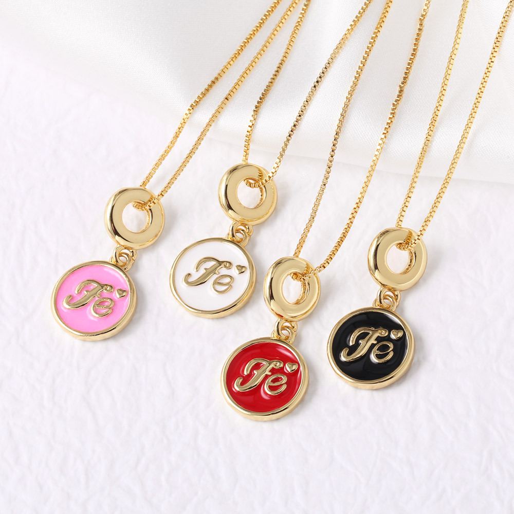 AS jewelry Europe and the United States hot selling letter oil drop round pendant necklace gold-plated versatile clavicle chain female nky32