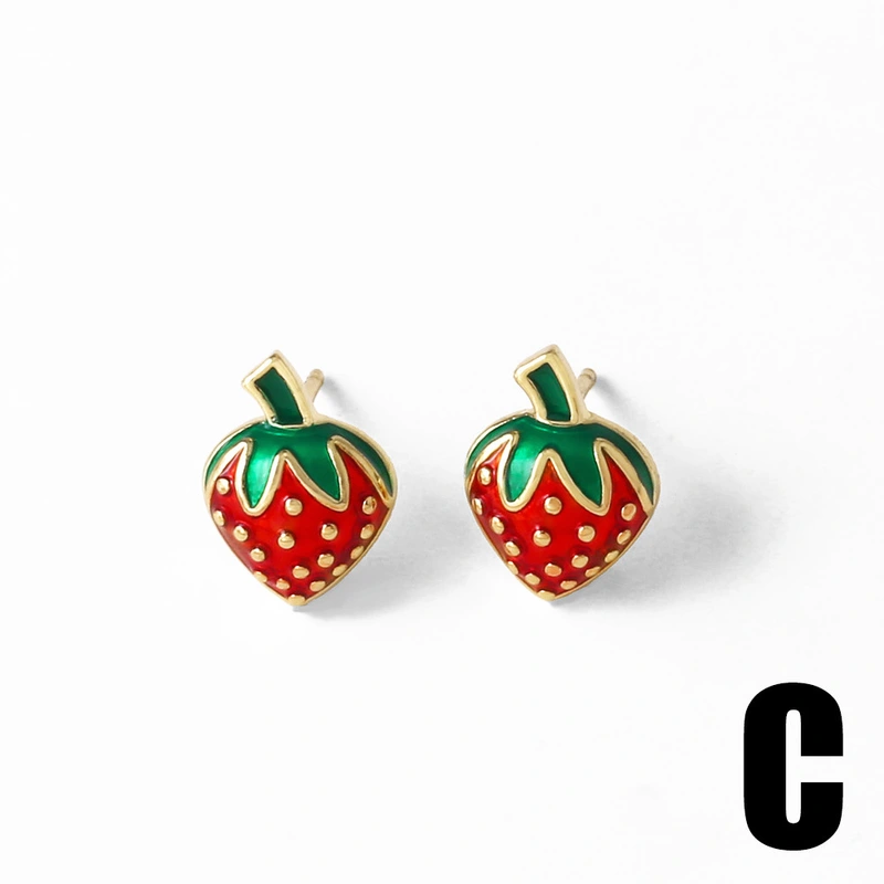 AS jewelry Europe and the United States hot selling pearl panda strawberry cherry earrings female gold-plated earrings earrings female ern22