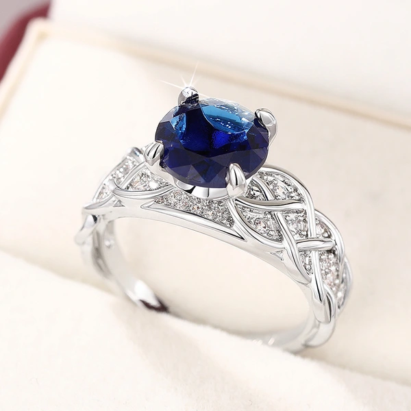  European and American design new ring for women with winding lines and sapphire jewelry, French temperament jewelry