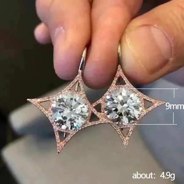  Korean style new high-end geometric diamond zircon earrings 2021 temperament internet celebrity earrings