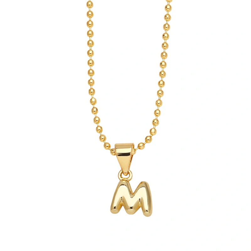 Hot sale 26 letters necklace female copper plated real gold polished letter pendant clavicle chain nkq67