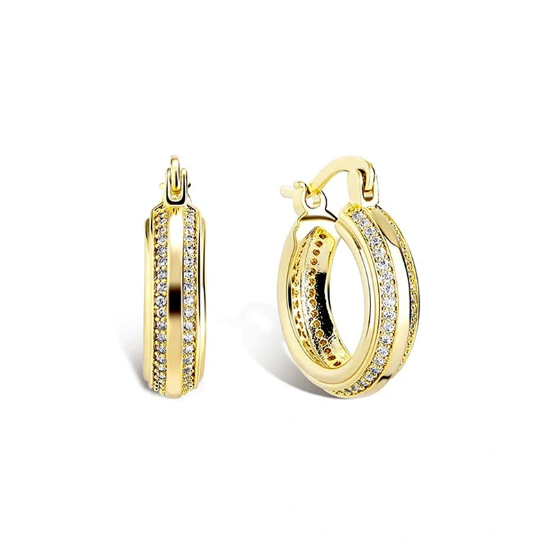  Factory direct sales French metal earrings for women, fashionable and personalized, micro-inlaid zircon jewelry, elegant and exquisite