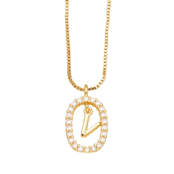 AS jewelry new style inlaid zircon 26 English letters necklace female gold-plated clavicle chain nka019