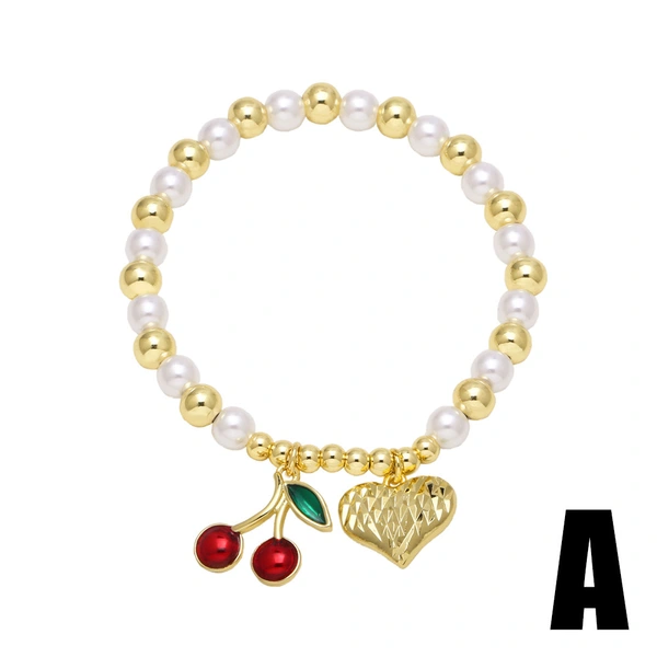 AS jewelry hot selling pearl fruit cherry shell pendant bracelet female gold-plated hand jewelry brd06