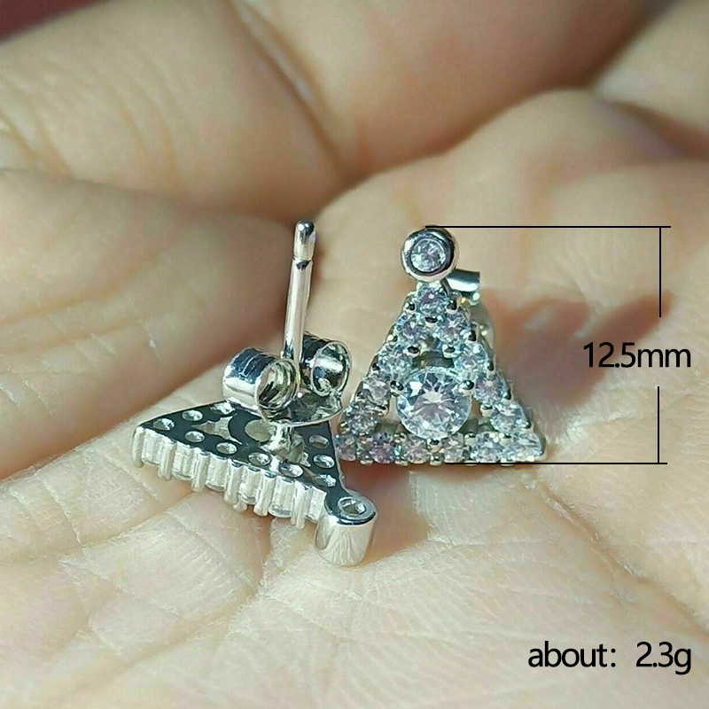 European and American jewelry creative diamond-studded geometric triangle earrings exquisite zircon earrings hot sales