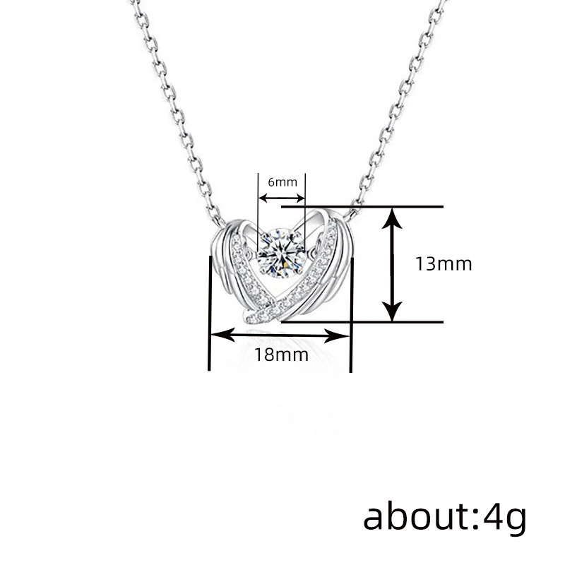  Light luxury guardian wing necklace niche design feather love necklace hollow wings heart-shaped necklace