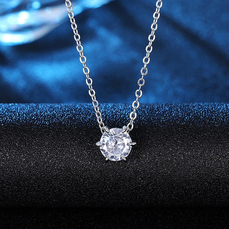   Hot selling simple geometric necklace European and American retro classic six claw round pendant light luxury necklace