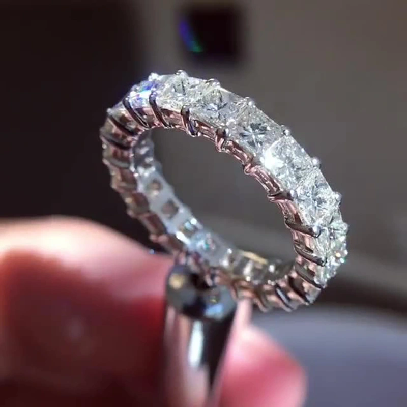  Zircon row diamond ring sterling silver men's and women's big brand index finger ring luxury fashion exaggerated ring