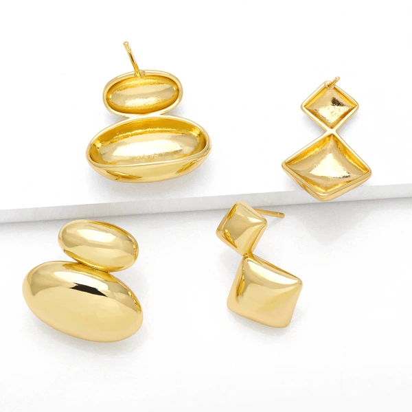 Clearance European and American simple shell earrings niche design copper plated 18k gold earring accessories erv38