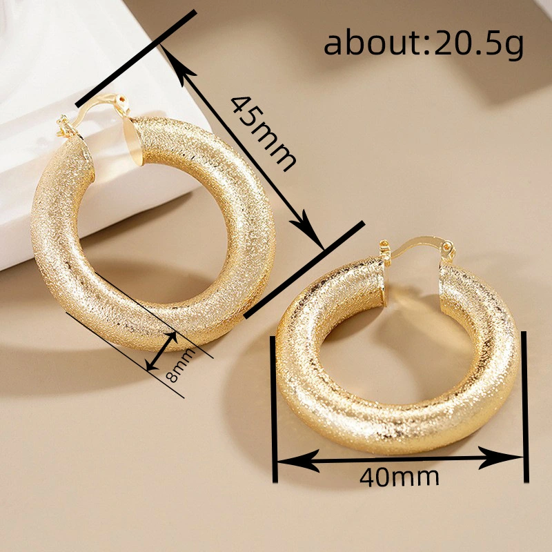 European and American style fashionable hoop earrings for women, grainy thick hoop niche design jewelry Middle East hot style