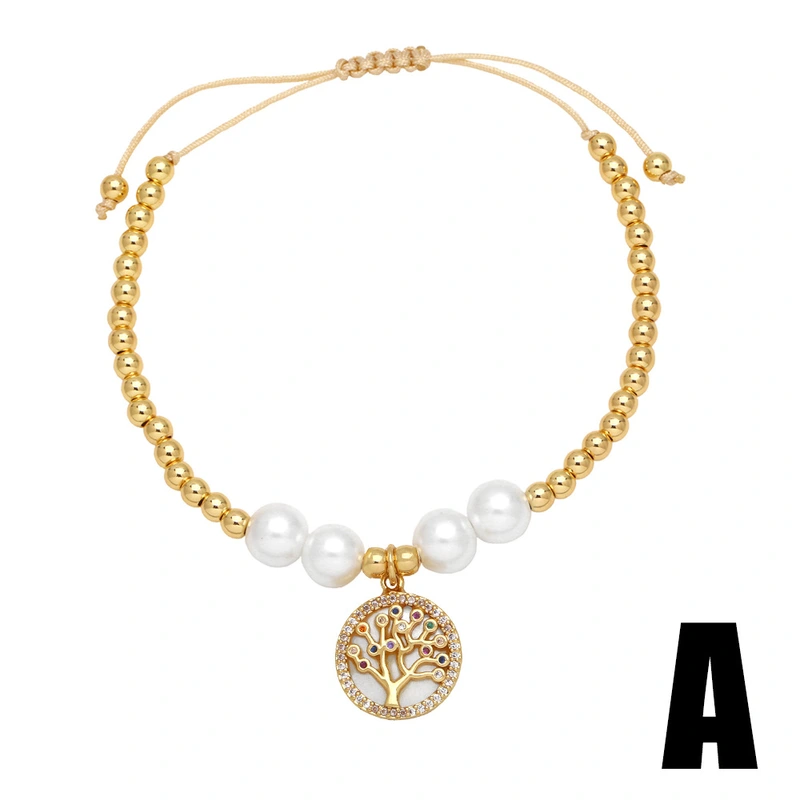 AS jewelry European and American tree of life pendant bracelet gold-plated zircon butterfly flower bracelet hand jewelry brd32