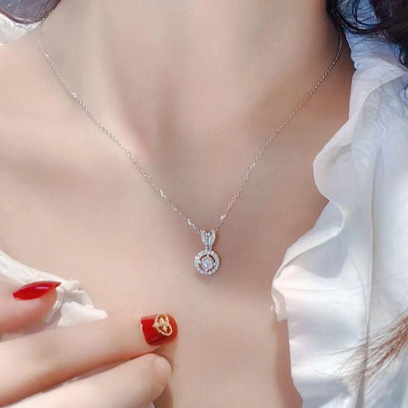 E-commerce supply classic round diamond necklace European and American fashion zircon pendant necklace for women wholesale
