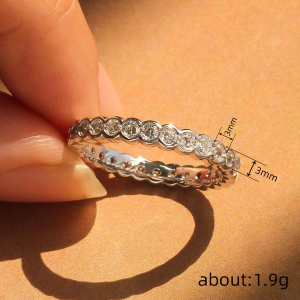  Workplace simple ring ring female round zircon inlaid jewelry daily matching fashion ring